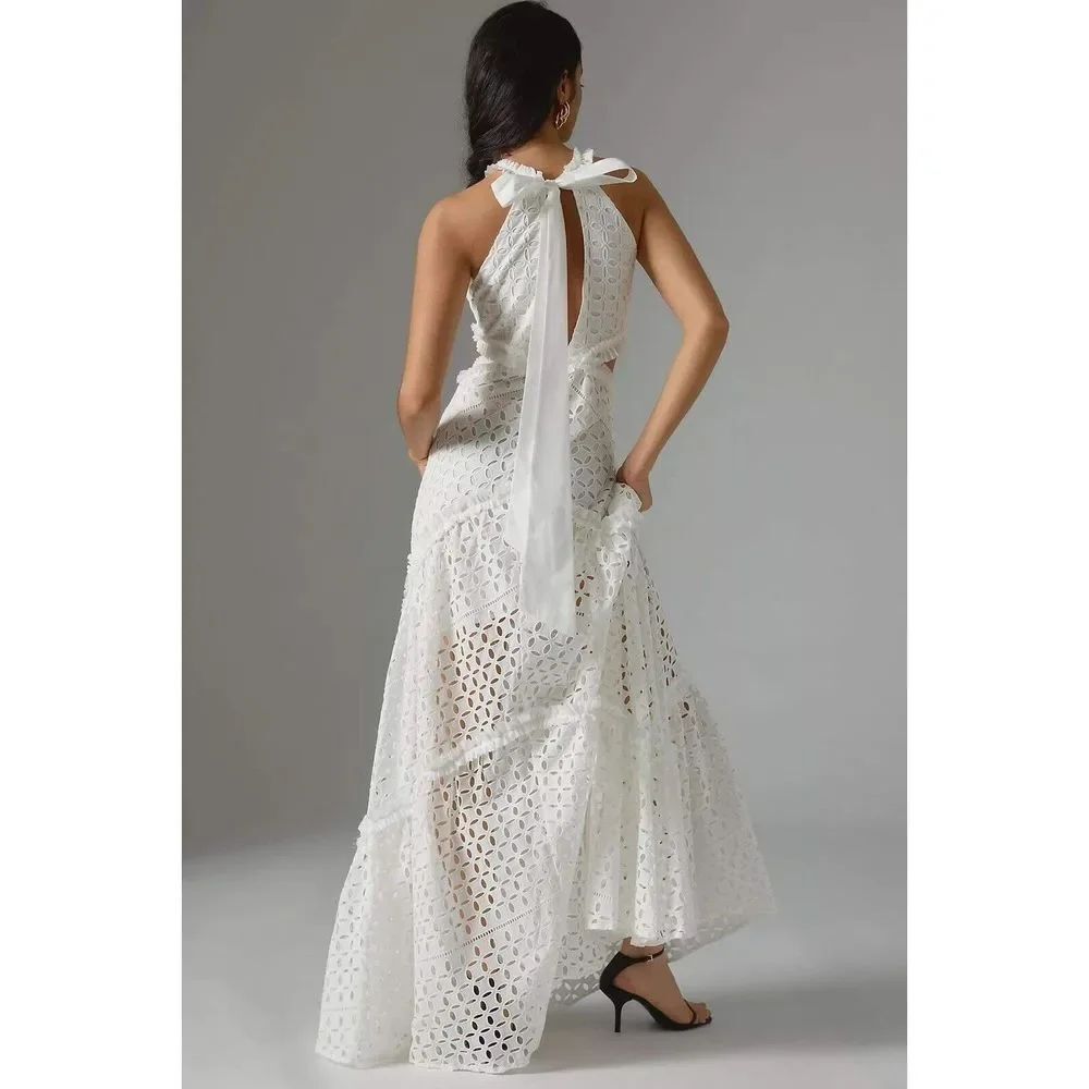 Anthropologie Lace The Label Cutout Maxi Halter Dress $600 - Picture 4 of 8